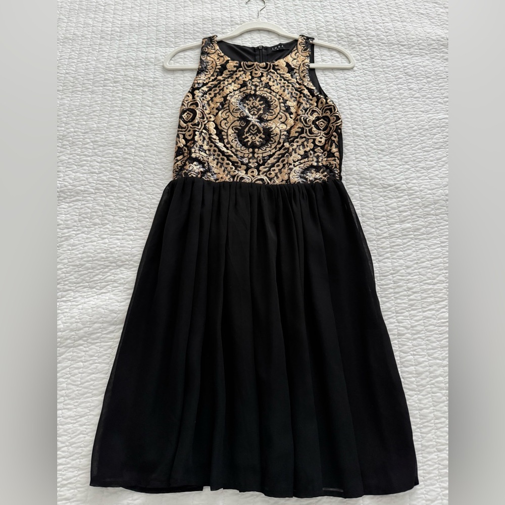 Beaded gold and black cocktail dress